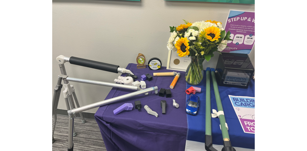 Pieces of Meera's invention displayed on a table